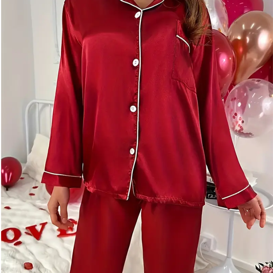 Passion Red Silk Pajamas - jamapo